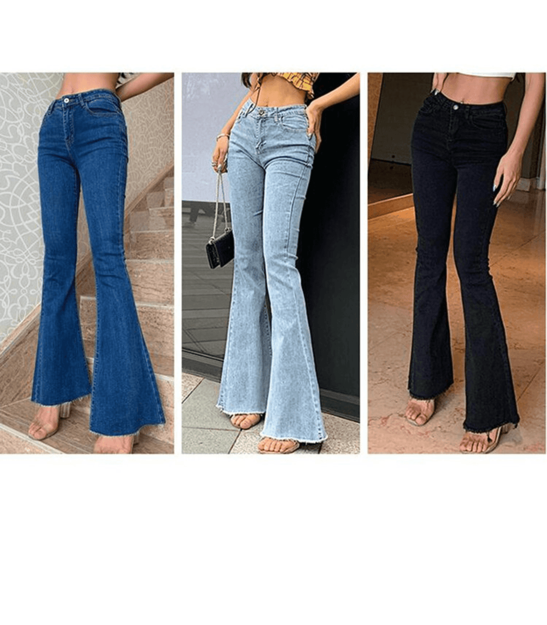 Ausgestellte Denim-Jeans mit hoher Taille - Amodafashion.de