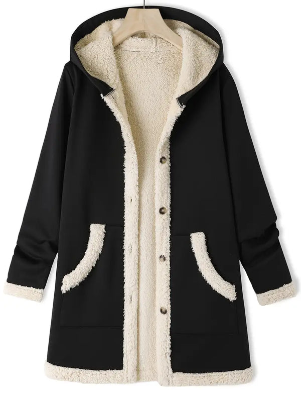 FrostElegance's : Eleganter Fleece-mantel mit Kapuze