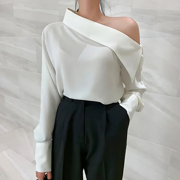 Lena - Elegante schulterfreie Bluse mit langen Ärmeln
