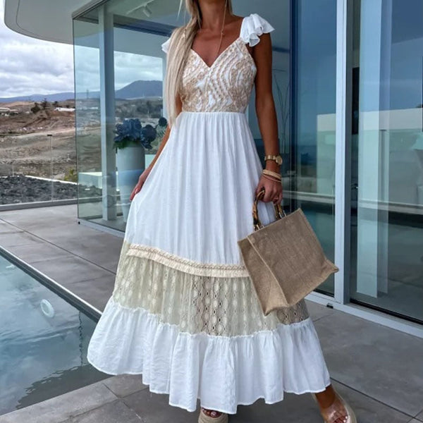 Weißes Maxi Ibiza Kleid